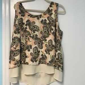 Emaline flowy sleeveless tank paisley type print